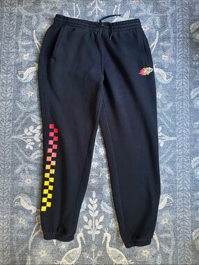 Vans Kids Black Joggers with Gradient Checker Stripe